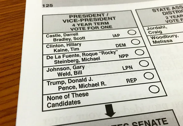 Sample Nevada Ballot in 2016 Election